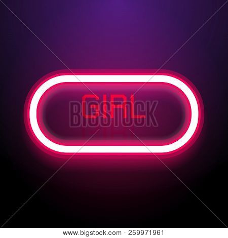 Create Neon Light Girl Letter Background, Stock Vector