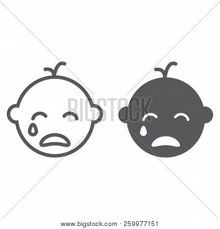 Baby Boy Cry Line And Glyph Icon, Emotion And Child, Face Sign, Vector Graphics, A Linear Pattern On