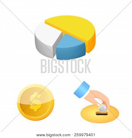 Isolated Object Of Bank And Money Symbol. Set Of Bank And Bill Vector Icon For Stock.