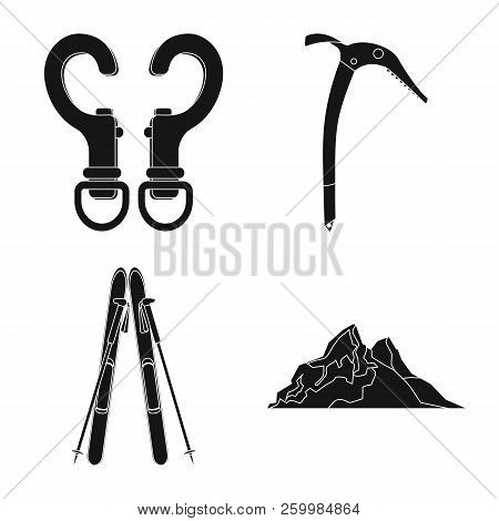Isolated Object Of Mountaineering And Peak Logo. Set Of Mountaineering And Camp Stock Vector Illustr