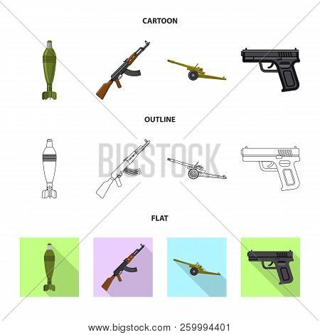 Vector Design Of Weapon And Gun Sign. Collection Of Weapon And Army Stock Vector Illustration.