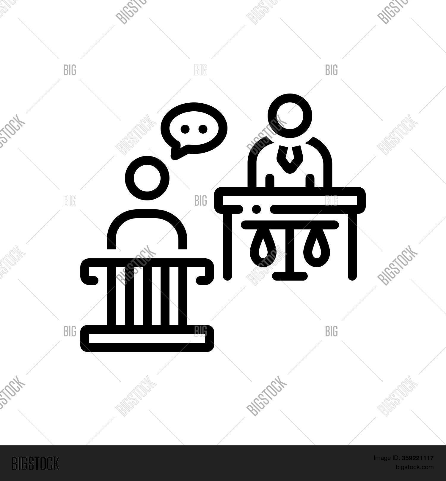 Testify Icon Black Line Icon Vector & Photo (Free Trial) | Bigstock