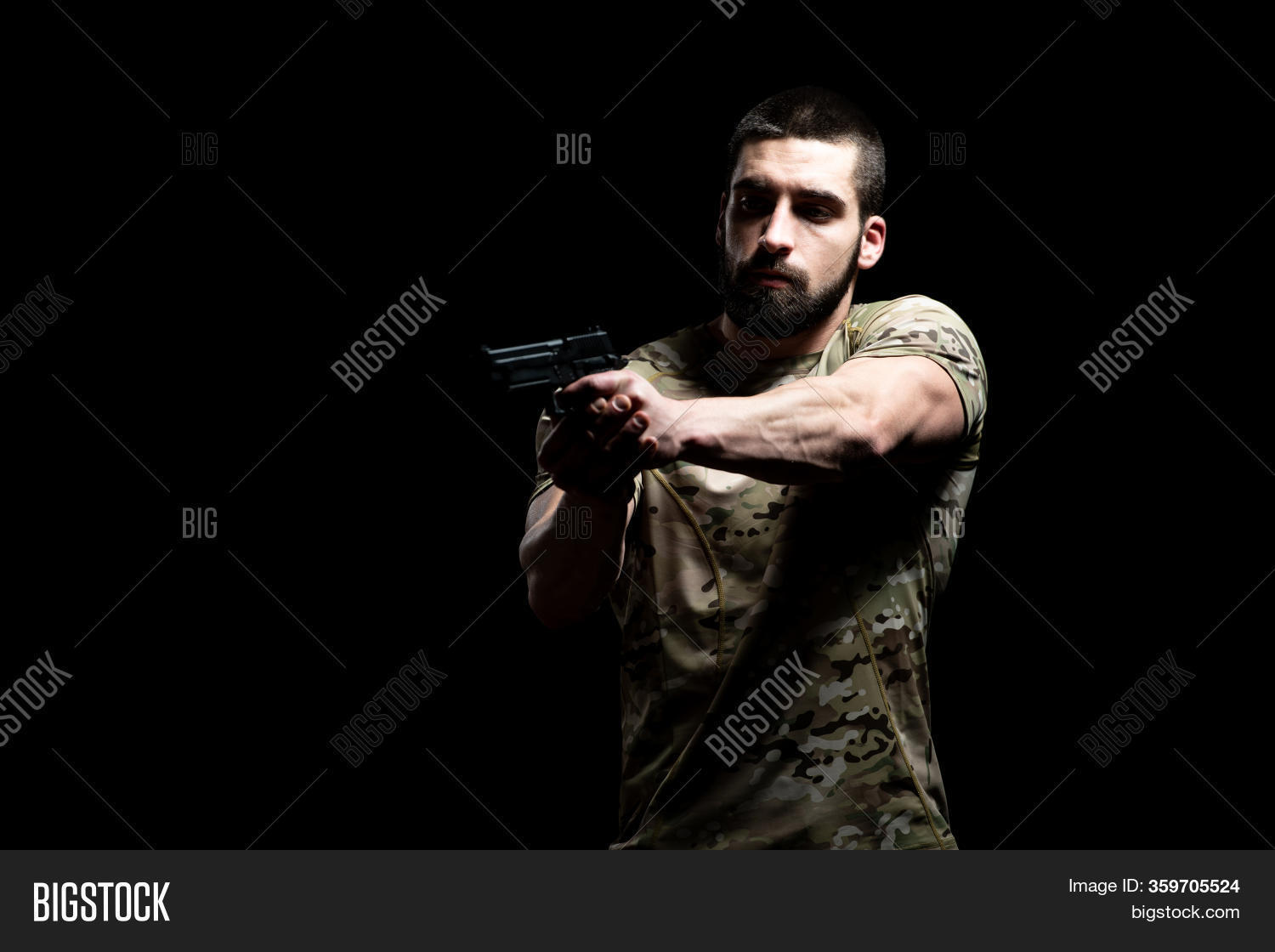Soldiers Gun On Black Image & Photo (Free Trial) | Bigstock
