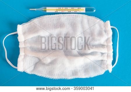 Protection Disease. Medical Respirator Bandage, Electronic Thermometer