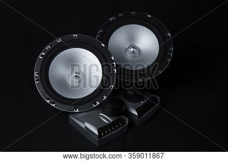 Car Audio System On A Black Background.subwoofer.