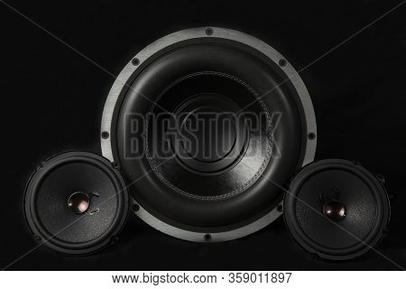 Car Audio System On A Black Background.subwoofer.