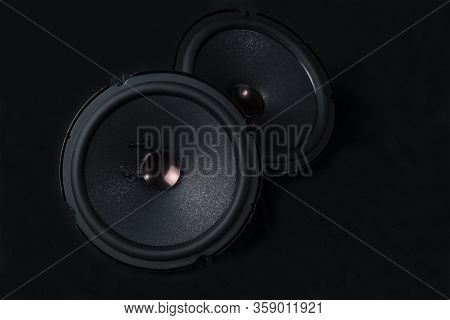 Car Audio System On A Black Background.subwoofer.