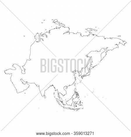 Asia Contur Asia Thin Black Vektörü (Ücretsiz Deneme) | Bigstock