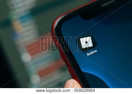 Bishkek, Kyrgyzstan - March 14, 2019: Roblox App Icon On Iphone Screen