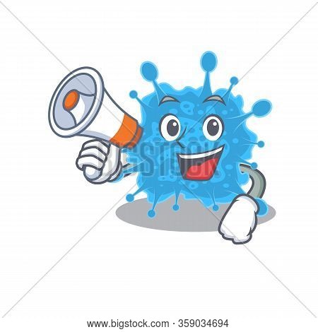 Cartoon Character Of Andecovirus Having A Megaphone