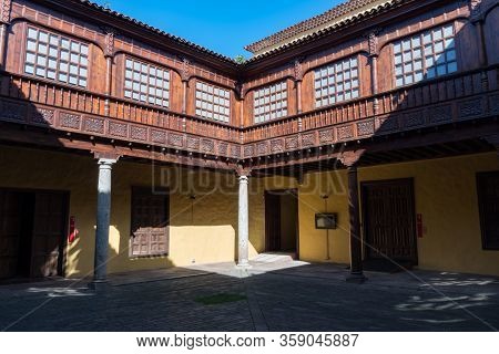 San Cristobal De La Laguna, Spain - January 16, 2020: Courtyard In The Palacio Lercaro, Museum Of Hi