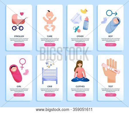Mobile App, Online Shop Or Service For Pregnant Woman Trendy Flat Vector Vertical Web Banner, Landin