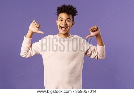 Portrait Of Confident Young Upbeat Man, Smiling Bragging, Being Boastful About Own Accomplishments, 