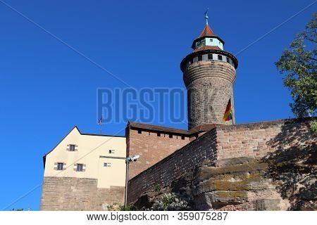 Nuremberg Imperial Castle - Sinwell Tower. Landmark Of Nuremberg City, Germany.