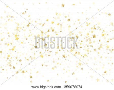 Flying Gold Star Sparkle Vector With White Background. Twinkle Gold Gradient Christmas Sparkles Glit