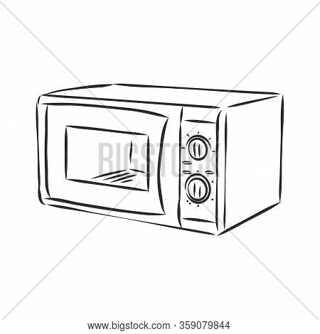 Microwave Oven Line Icon. Editable Line Sketch Icon. Stock Vector Illustration.