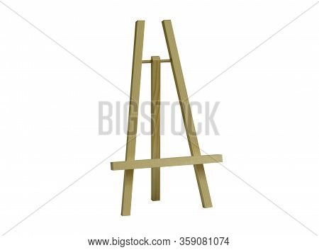 Small desktop wooden easel for artists isolated on a white background. Working equipment of the arti