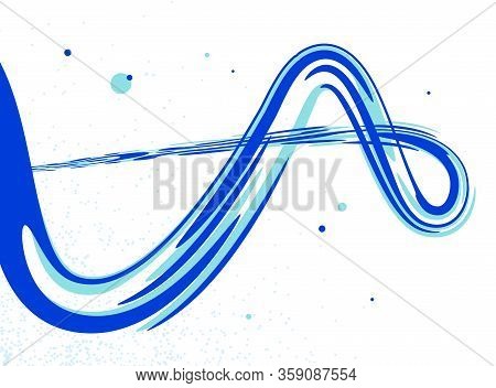 Flowing Fluid 3d Dimensional Abstract Vector Shape, Dynamic Design Element Background, Energy Flowin