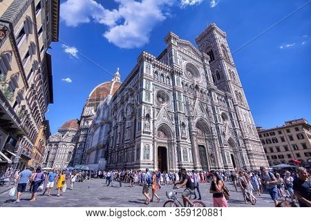 Florence, Italy - June 27, 2018: Cathedral Santa Maria Del Fiore, Duomo. Italians Call Her Duomo. To