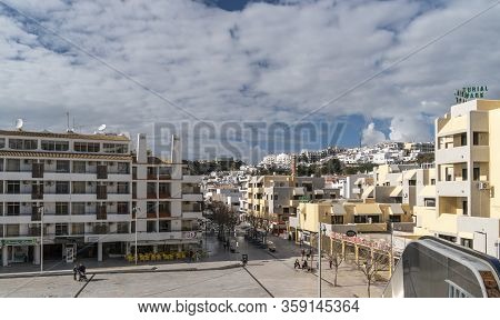 Albufeira, Algarve, Portugal, February 2020 - View Of The Old Town  In Albufeira, Algarve, Portugal