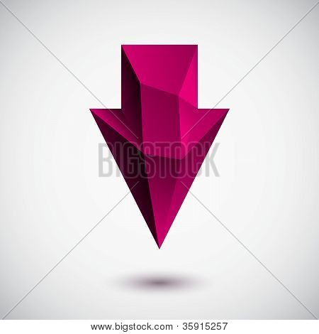 3D magenta giù freccia segno con sfondo chiaro