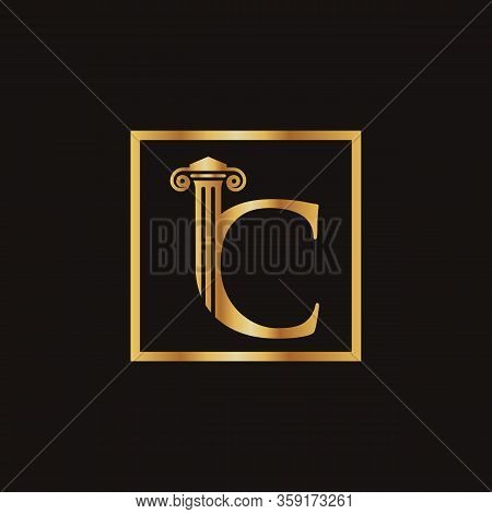 Attorney & Law Letter C Logo With Creative Modern Rectangular Vector Template. Law Business Letter C