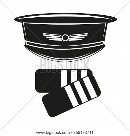 Pilot Hat With Epaulets. Captain Cap Head