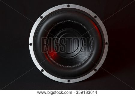 Car Audio System On A Black Background.subwoofer.