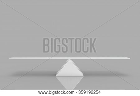 3d Rendering. Empty Blank Silver Aluminium Triangle Balance Scale With Clipping Path On Gray Backgro