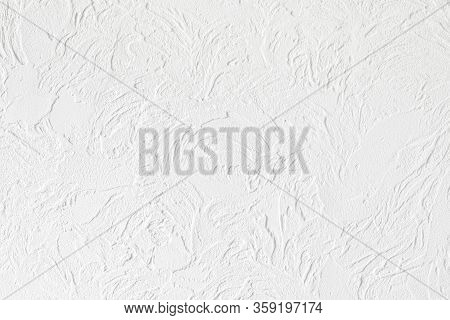 Texture Of White Concrete Wall With Glaze Finish. Luxury Background For Design On A Building, Decor 