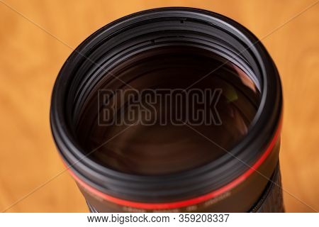 Hanover / Germany - April 02,2020: Canon Ef 200mm F/2.8l Ii Usm Professional Lens Stands On A Table.
