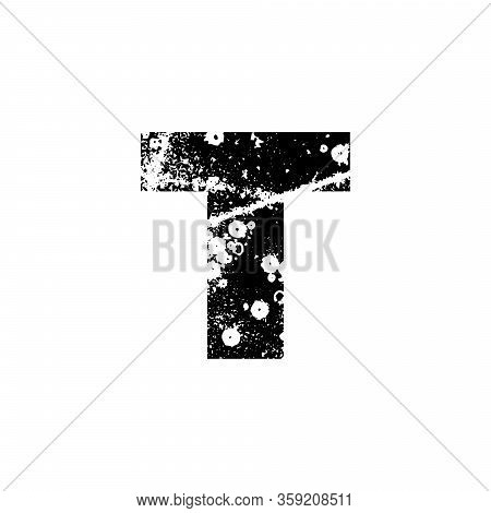 Painted Letter T. Grunge Alphabet Font. Abstract Handmade Sans Serif Typeface. Distress Textured Abc