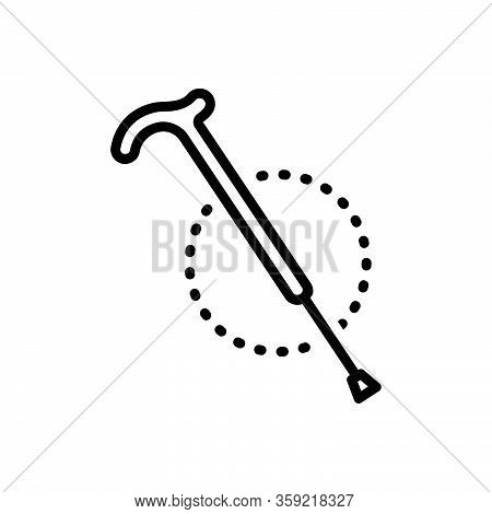 Black Line Icon For Stick Wand Ramrod Walking Accessory Antique Support Handle Granny