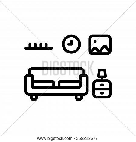 Black Line Icon For Living Couch Furniture Comfortable Lounge Cozy Interior Modern Bedroom Dormer Li