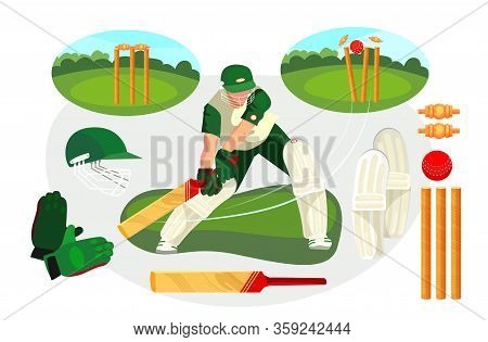 Set Of Lapta Game Actions. Player, Batting, Competition. Can Be Used For Topics Like Leisure, Ball G