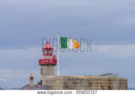 Aerial View Of Sailing Boats, Ships And Yachts In Dun Laoghaire Marina Harbour, Ireland