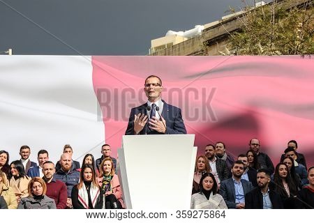Cospicua / Malta - 19-january-2020 Robert Abela Gives Speech To The People Of Cospicua For The First
