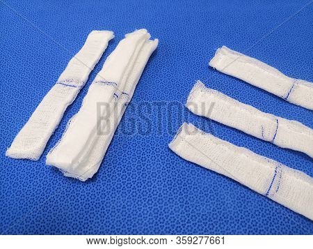 Closeup Image Of X Ray Detectable Tonsil Gauze Sponges