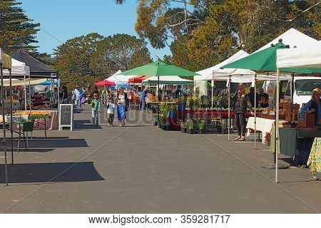 Monterey, California - March 15 2019: The Mpc Farmers Market Off Of Fremont Street. This Event Used 