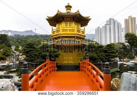 Hong Kong - January 18 2020 : Pavilion Of Absolute Perfection , An Octagonal Pavilion Stands In The 
