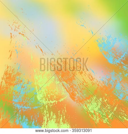 Bright Abstract Background Yellow Green With Orange Colors, Blur. Paint Splashes Of Pistachio, Carro