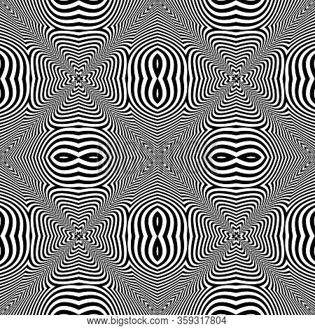 Seamless Geometric Checked Op Art Pattern. Striped Lines Texture. Vector Illustration.