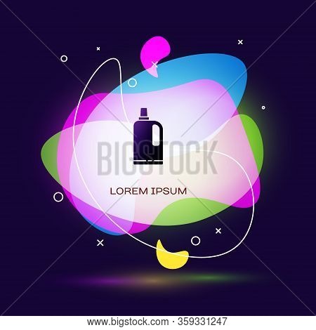 Black Fabric Softener Icon Isolated On Blue Background. Liquid Laundry Detergent, Conditioner, Clean