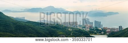 Lamma Island, Cyberport, Waterfall Bay Viewed From Victoria Peak. Panoramic Landscape, Hong Kong