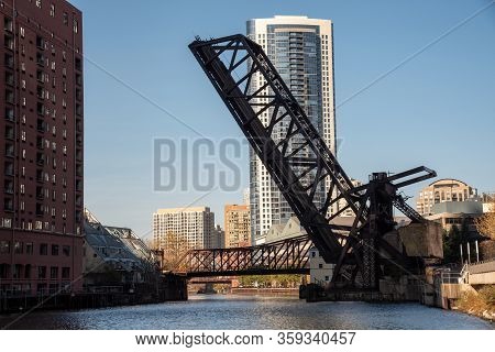 One Of The Many Bridges That Crosses The River In Chicago