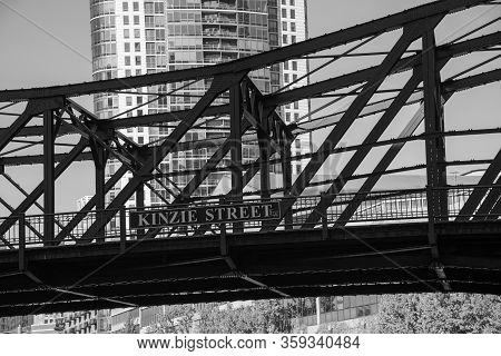 One Of The Many Bridges That Crosses The River In Chicago