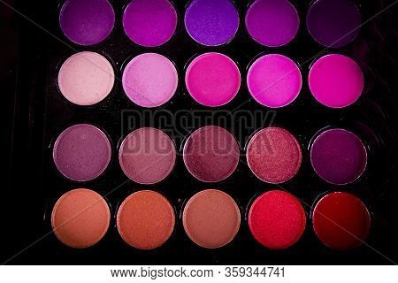 Color Palette With Eyeshadow Powde. Sample Book