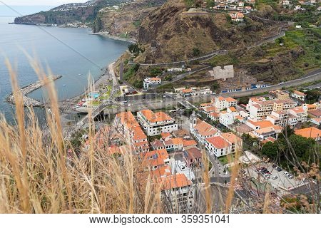 View Of The Marina And The Shoreline In The City Of Ponto Do Sol On Madeira, Portugal.