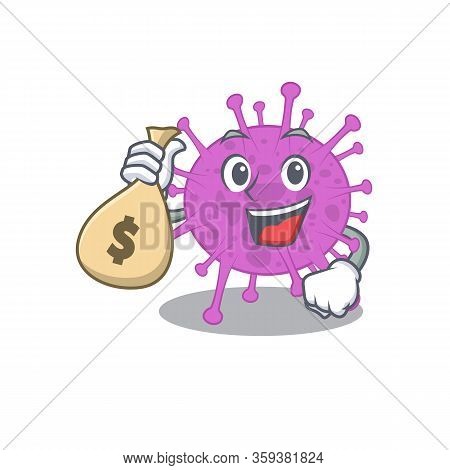 Rich Avian Coronavirus Cartoon Design Holds Money Bags