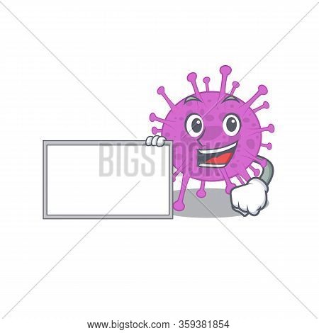 Avian Coronavirus Cartoon Character Design Style With Board